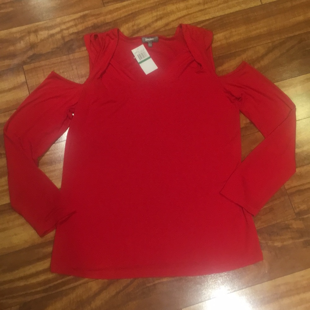 Neiman Marcus Cold Shoulder Long Sleeve Shirt